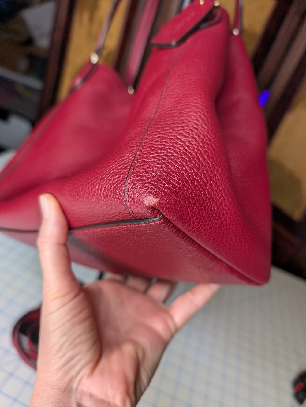 COACH Oxblood Edie 28 Pebble Leather Shoulder Bag Gold Hardware 35983 - Picture 6 of 11